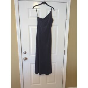 Vintage Y2K Rampage Navy Blue Shimmer Slip Dress Size Medium - Asymmetrical